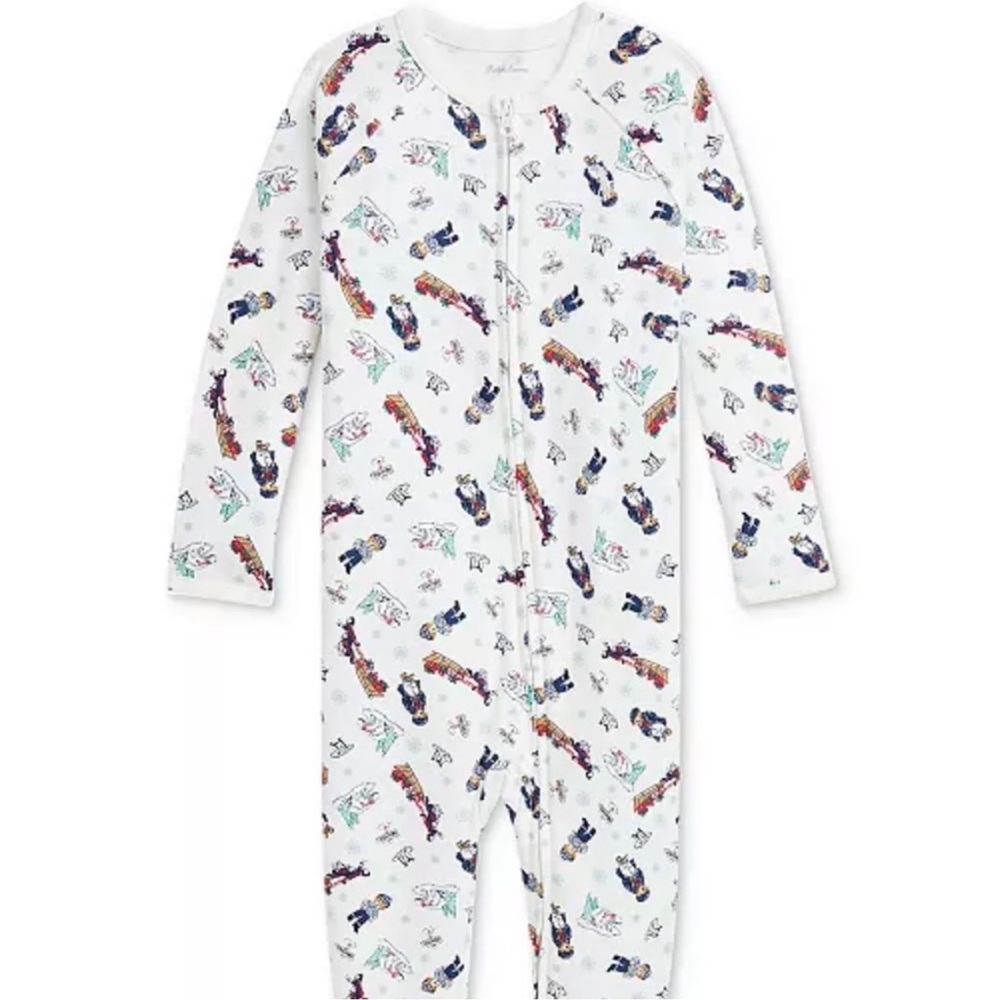 Ralph Lauren Kids' White Printed Footie